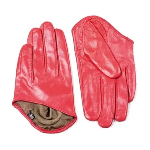 In Red Color Good Quality Unique Design Customized Logo Print Fashion Leather Gloves BY STADEOS SIALKOT CO.